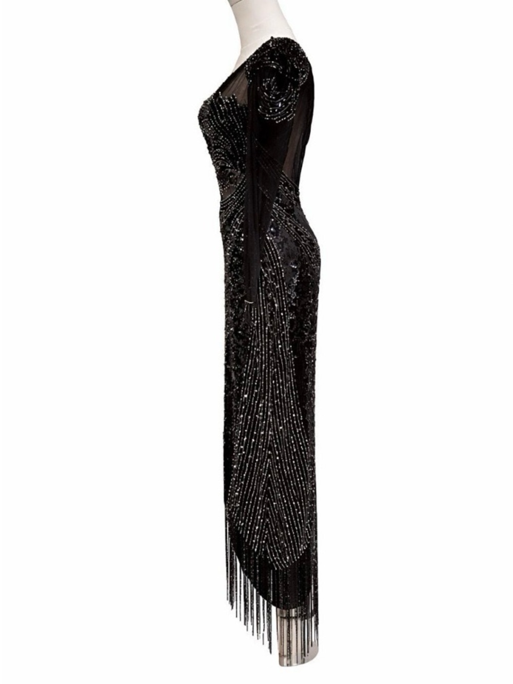 Vintage Casadei black evening Dress made in Italy Sequin Beaded size Euro 6 - Picture 4 of 9
